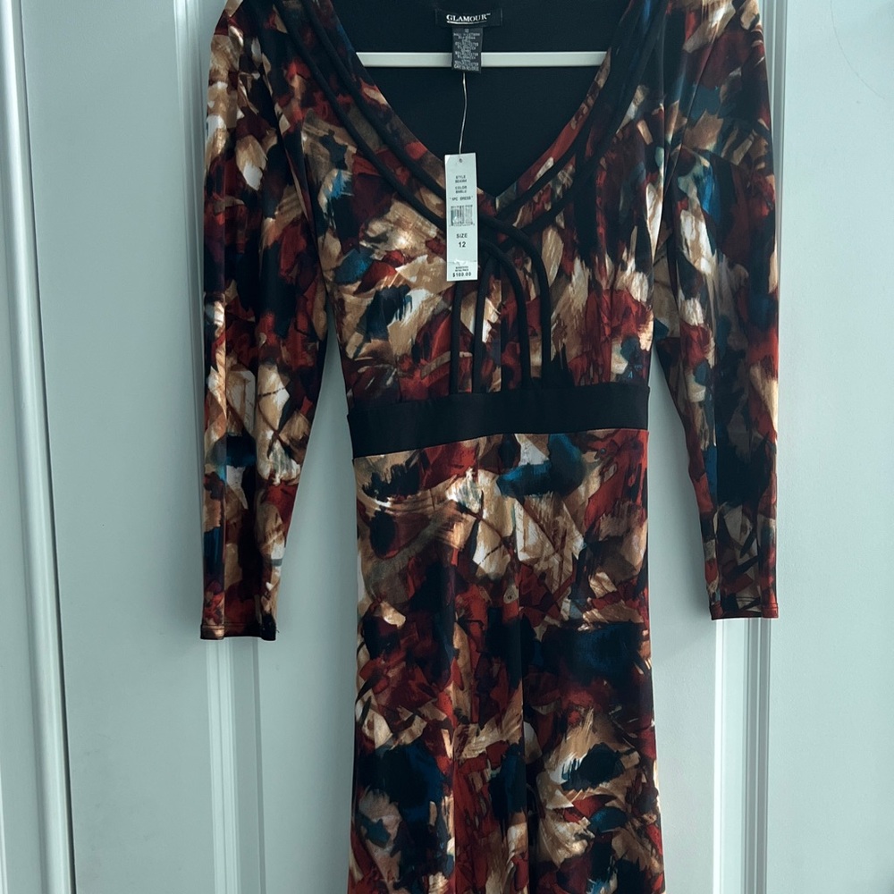 Glamour Women's Abstract Long Sleeve Dress